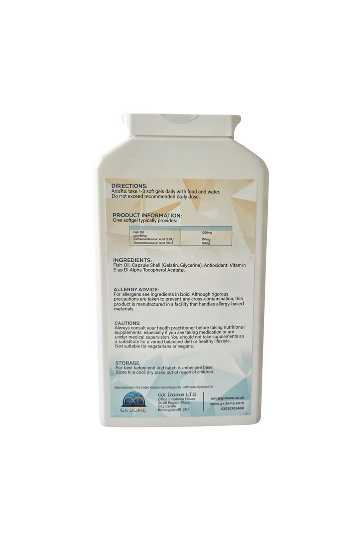 GX Omega Focus - Omega 3 Fish Oil 1000mg – 90 Softgel Capsules