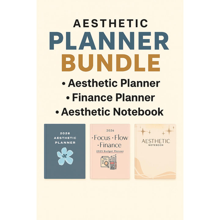 Aesthetic Digital Planner & Notebook Bundle 2026 – Boost Your Focus, Flow & Finances