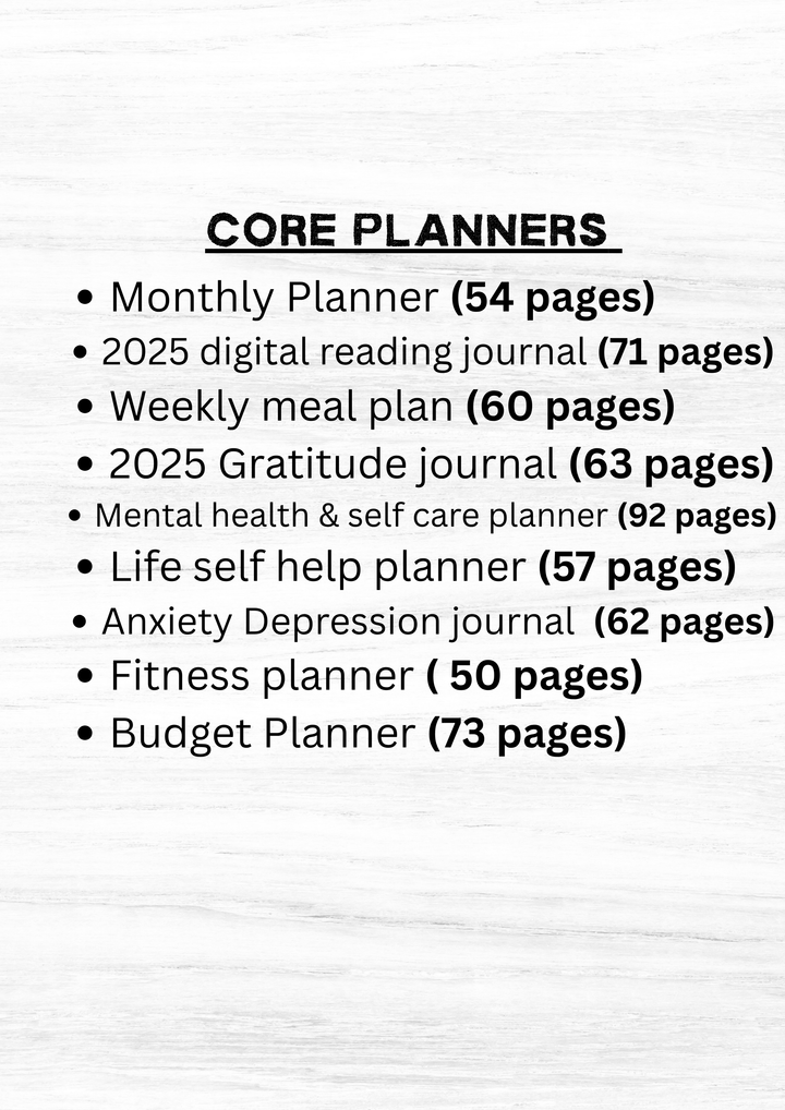2025 Printable Self Help Planner Bundle – A4 A5 A6 Sizes | Dotted & No Dot Pages | Digital Download