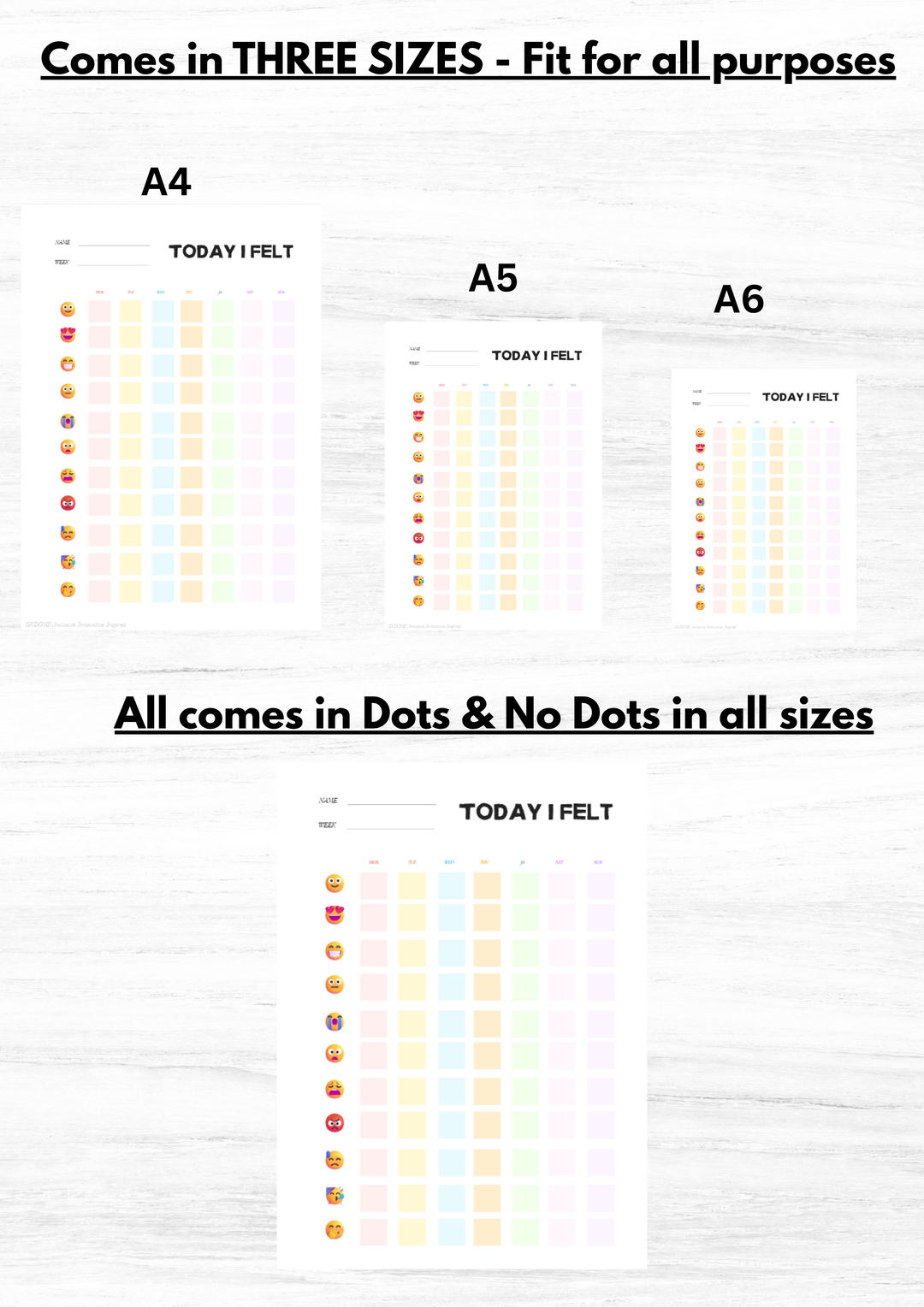 2025 Printable Self Help Planner Bundle – A4 A5 A6 Sizes | Dotted & No Dot Pages | Digital Download